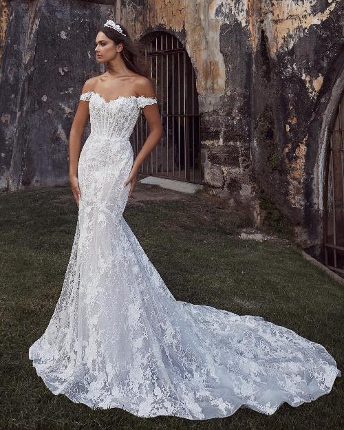 123112 lace mermaid wedding dress with sleeves and straight neckline1